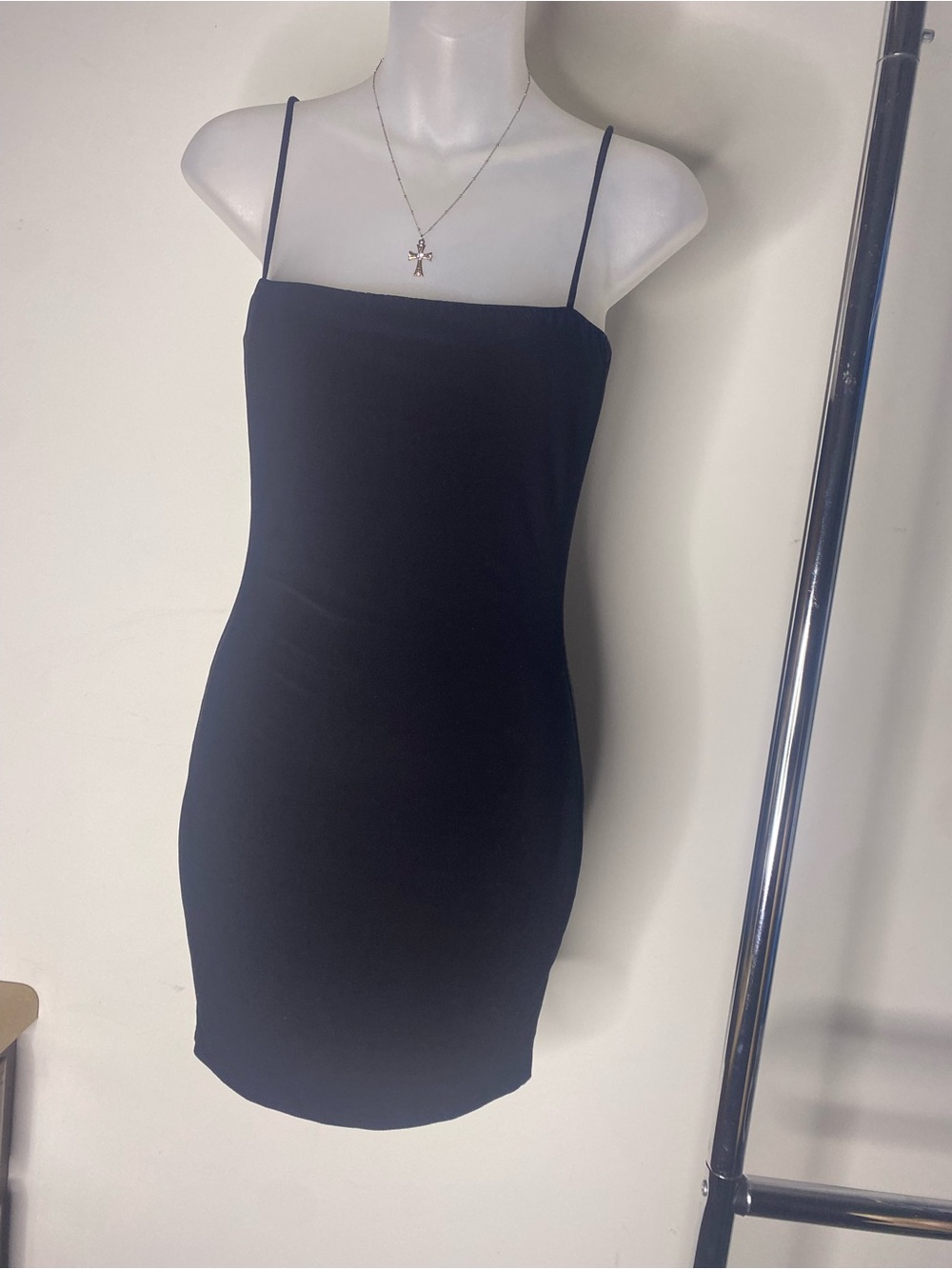 Made in USA ANGL Black Spaghetti Strap Mini Dress